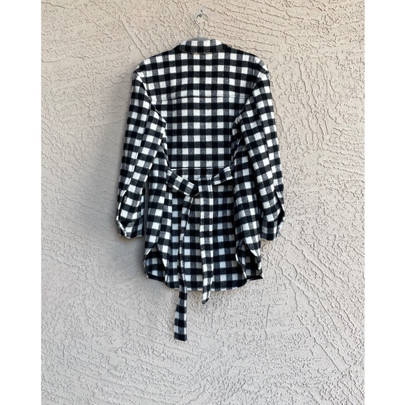 & OTHER STORIES NEW Black White Gingham Check Belted Italian Wool Shacket Jacket - Picture 12 of 17